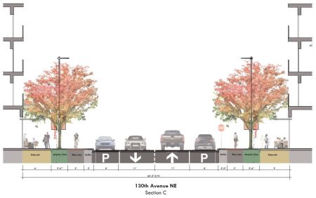 image of 130th Ave. NE lane confiiguration alternative