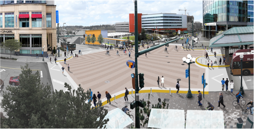 Bellevue Transit Center rendering of raised intersection 