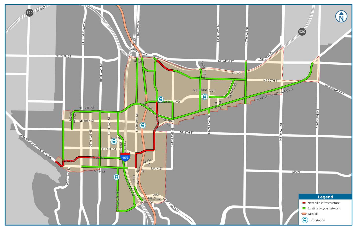 Urban Core Bike Network project map