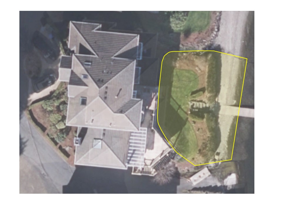 aerial image of Lake Sammamish Landing site highlighting area available for public use