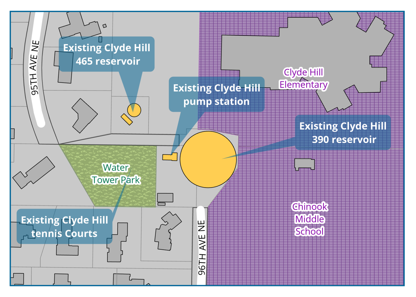 Clyde Hill 390 Reservoir Seismic Upgrade and Clyde Hill Pump Station Replacement Project Location Map
