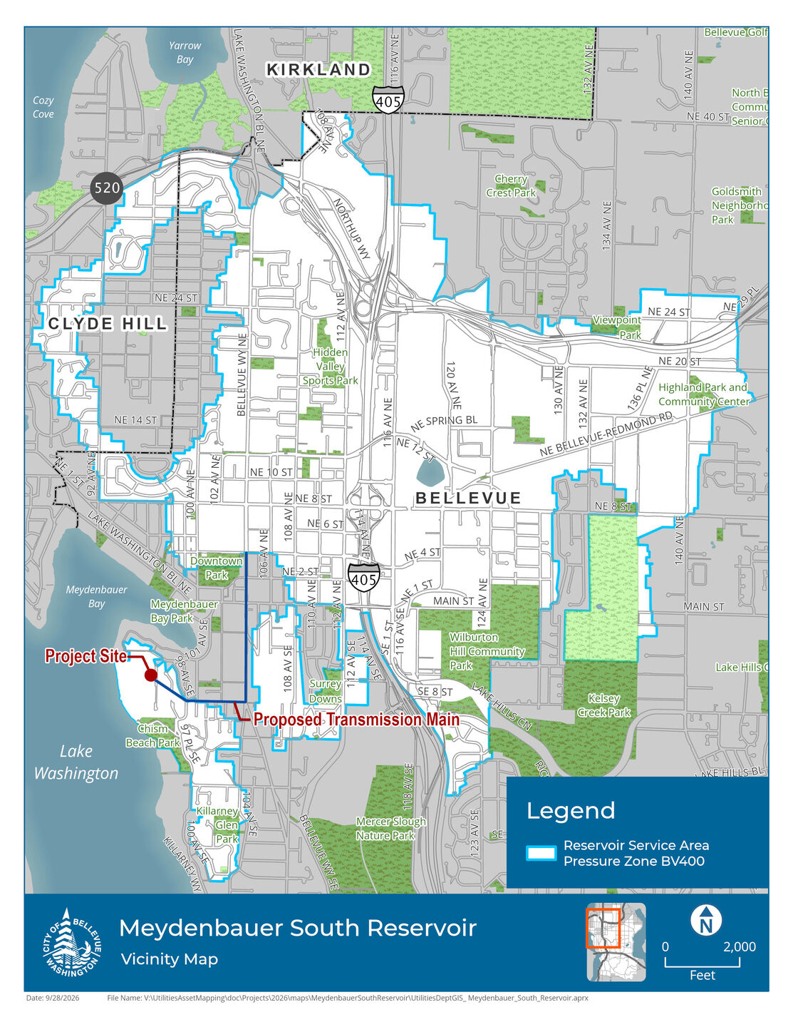 Meydenbauer South Reservoir Location