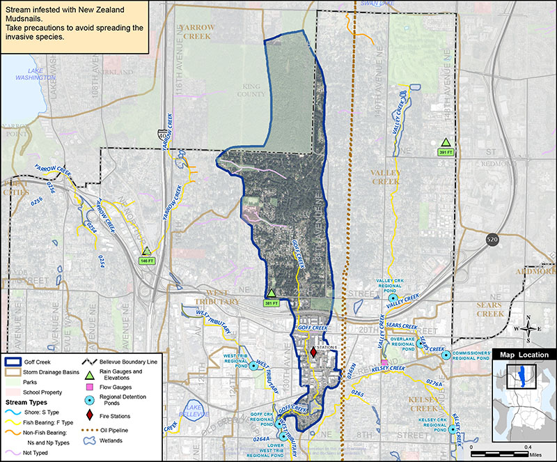Goff creek basin drainage map