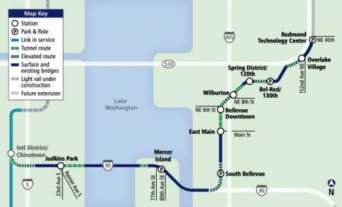 East Link Alignment Map