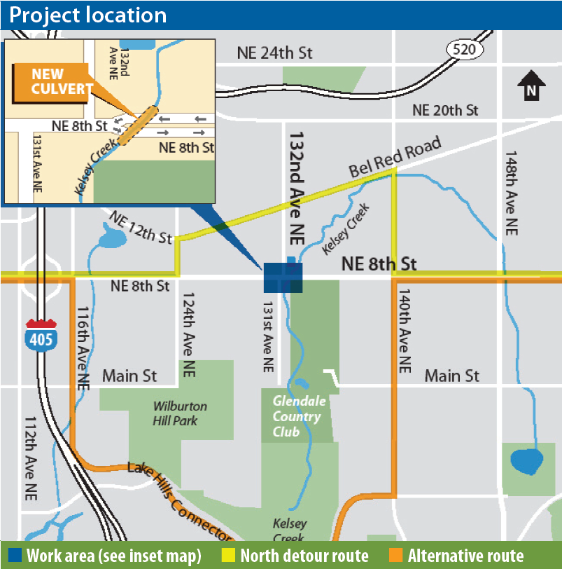 Kelsey Creek Culvert Replacement Project Detour Map