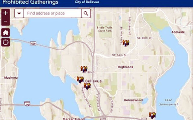 Screen shot of map for reporting "Stay Home" violations