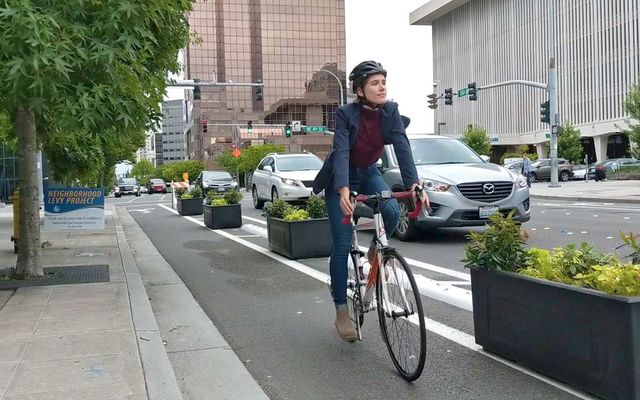 Bike rider on 108th Avenue NE