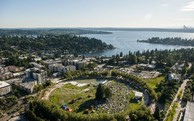 Aerial view of Downtown Park and Meydenbauer Bay