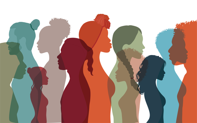 Illustration of colorful silhouettes for Bellevue Centers Communities of Color Initiative