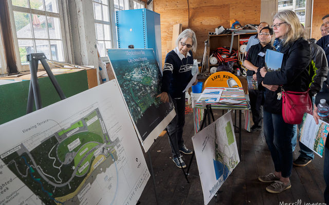 A Bellevue Essentials class learns about park planning at Meydenbauer Bay Park.