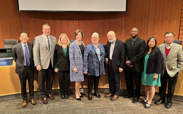 Terry Hays is honored by the City Council for her donations to the Bellevue Botanical Garden.