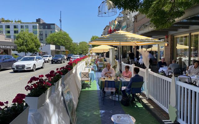 Curbside space is used for dining on some streets in Bellevue.