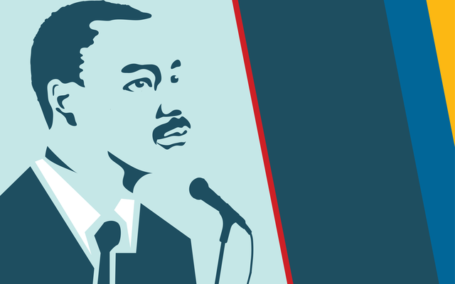 Graphic with illustration of the Rev. Martin Luther King Jr.