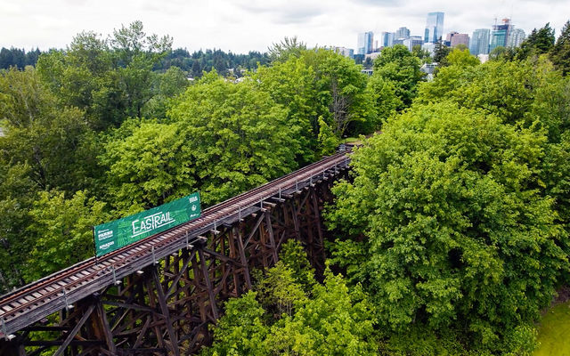 The Wilburton Trestle is being converted from a railroad bridge to one for the Eastrail multi-use trail. Photo courtesy of King County