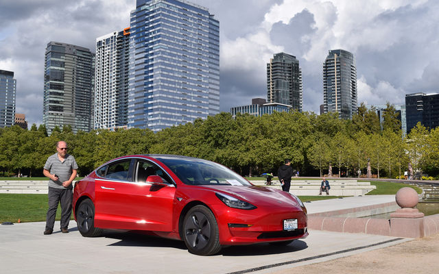 Electric vehicles are shown at Downtown Park.