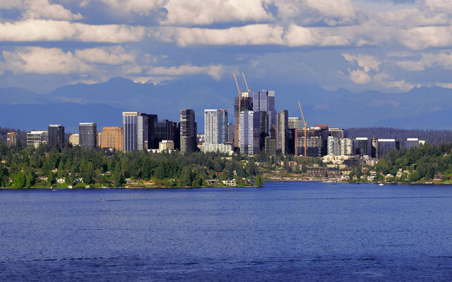 Image of downtown Bellevue as seen from across Lake Washington. Photo by Stanton Stephens