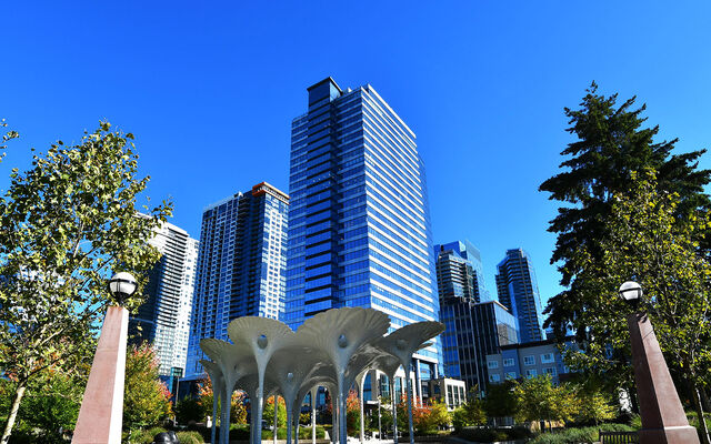 Skyscrapers on a sunny day in downtown Bellevue