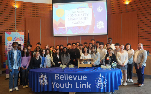 Youth Link winners posed at City Hall in 2024.