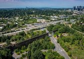 Aerial view of I-405 and south downtown, courtesy King County Parks