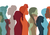 Illustration of colorful silhouettes for Bellevue Centers Communities of Color Initiative