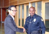 City Manager Brad Miyake with interim Police Chief Wendell Shirley