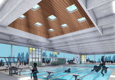 Working concept for the new Bellevue Aquatic Center, not intended to be representative of how the facility will actually look.