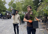 Residents take home trees during the 2023 tree giveaway.