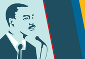 Graphic with illustration of the Rev. Martin Luther King Jr.