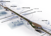 Aerial rendering of the Grand Connection Crossing.