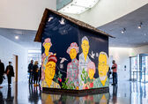 Emerging Radiance, the artwork celebrating Bellevue's Japanese farmers, now stands at the Bellevue Library. It's pictured when it was on display at the Bellevue Arts Museum in 2022.