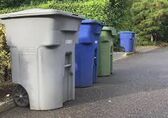 Row of garbage cans