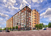 Rendering of Bellwether Housing development Courtesy Weber Thompson and Bellwether Housing
