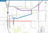 A map shows each of the corridors where there will be walking audits.