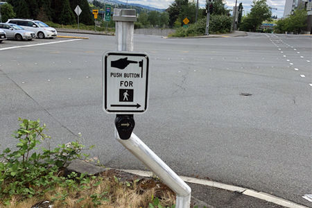 Street with an accessible pedestrian signal 