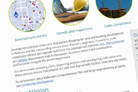 A small area of Development Services website