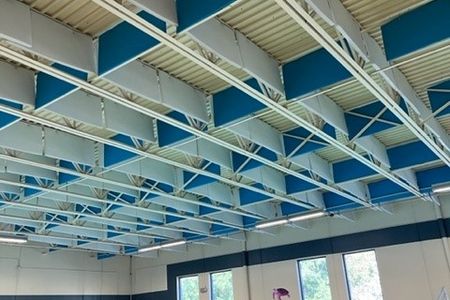 image of sound panels on ceiling at the warm springs pool at Bellevue Aquatic Center