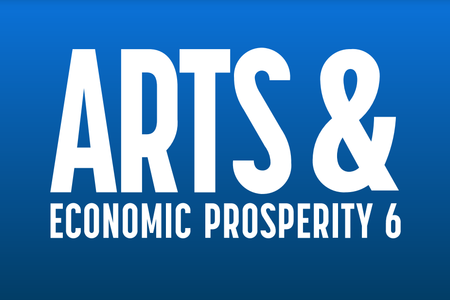 the text "Arts and Economic Prosperity" over a blue background