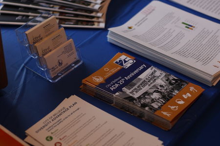 Flyers and brochures on a table