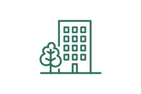 Tree and apartment building icon