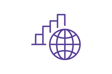 bar chart and globe icon