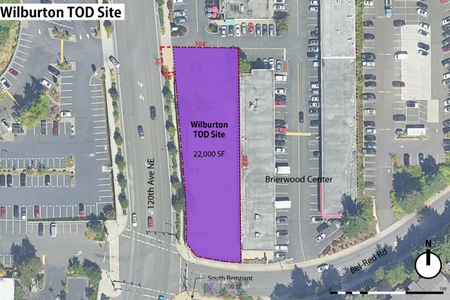 Aerial view of the Wilburton TOD Site