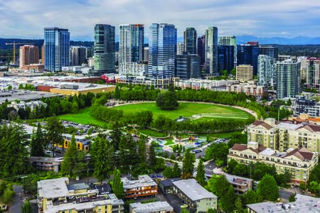 Image of Downtown Park with the Downtown skyline in the background. 