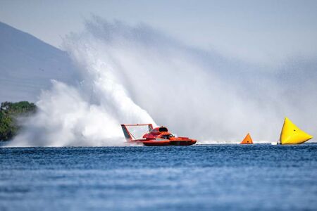 Image of a hydroplane racing on the water. 