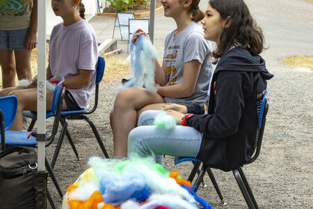 Bag of fiber sitting next to students