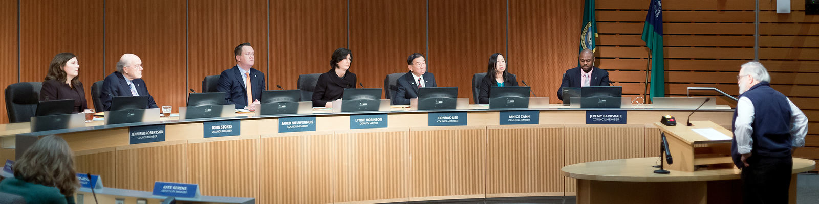 The Bellevue City Council in session at City Hall