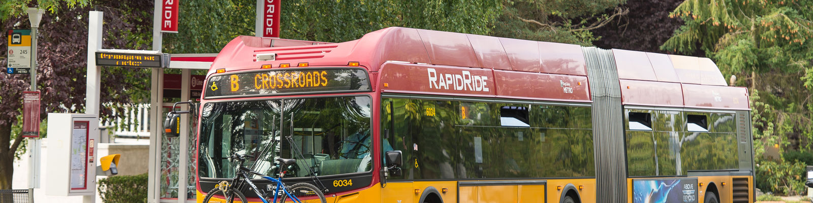 RapidRide bus at a bus stop in Bellevue