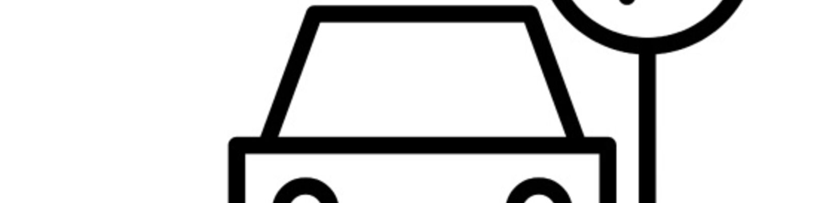 drawing of car parked next to a sign with the word P on it