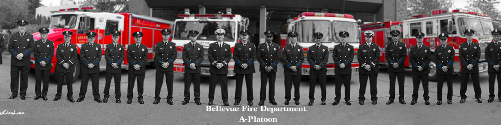 Historical photo of all firefighters on the A platoon shift. 