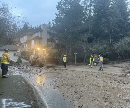Workers responding to Somerset landslide