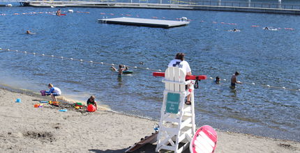 A lifeguard is posted at Meydenbauer Bay Park.